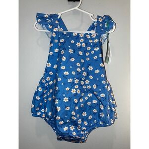 V20. Posh Peanut Blue Flowers‎ Cross Strap Bubble 2T Cotton NWT